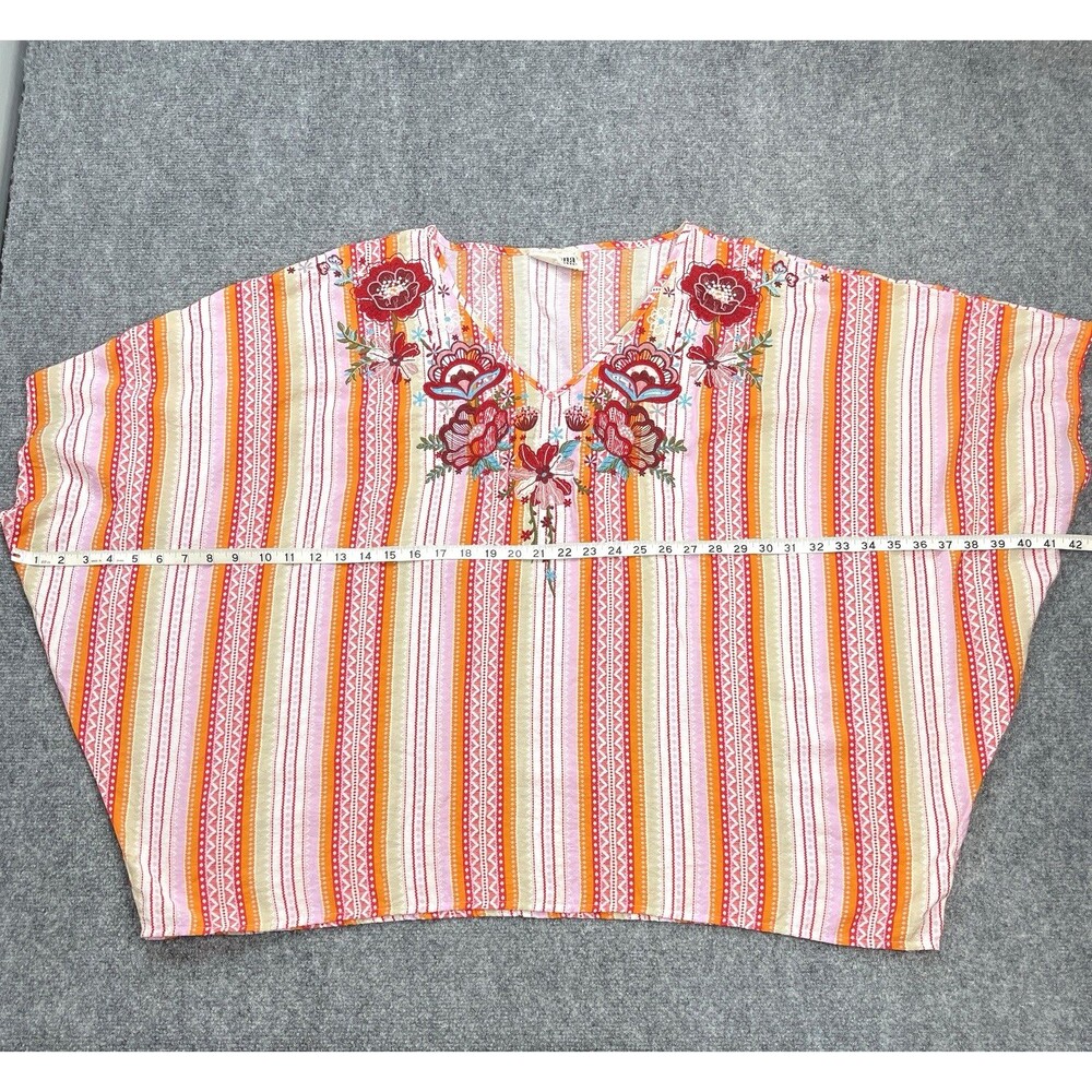 Savanna Jane Embroidered Kimono Top Size 1X/2X Artsy Striped Colorful Boho - Picture 8 of 11